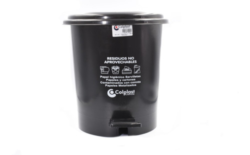 Basurera Pedal 12 Litros Negra Colplast