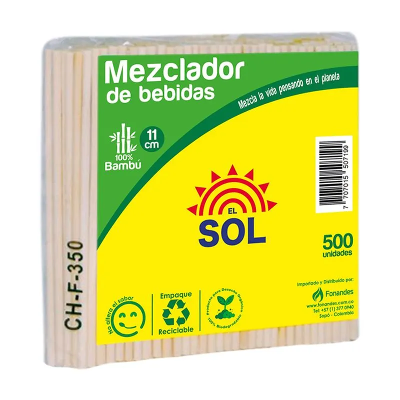 Mezclador de Bambú 11 cm x 500 Und